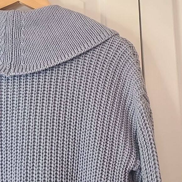 Haven Well Within Light Blue Shawl Collar Cardigan Cotton Chunky Knit Size XS - Picture 8 of 12